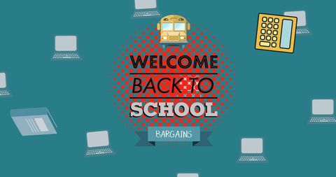 Welcome back to school sale with educational icons
