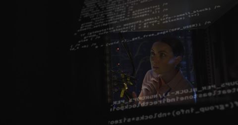 Data Processing Overlay on Female Engineer in Server Room - Download Free Stock Images Pikwizard.com
