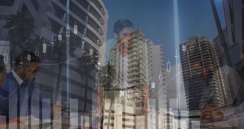 Collage of Business Professionals and Financial Charts Over Urban Cityscape - Download Free Stock Images Pikwizard.com