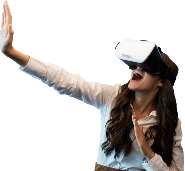 Joyful Woman in Virtual Reality with Transparent Background - Download Free Stock Videos Pikwizard.com