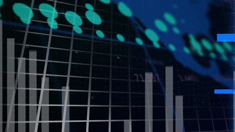 Financial Graphs and Digital Interface with Blue Background