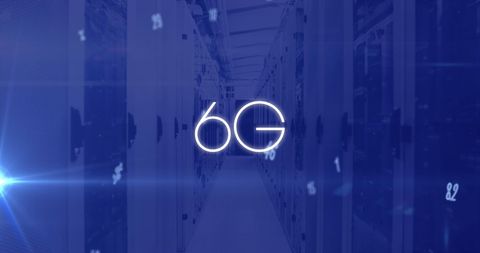 Digital data processing with futuristic 6g technology overlay