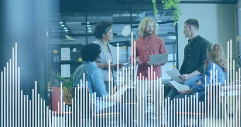 Collaborative Business Meeting with Overlaid Digital Graph