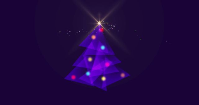 Glowing Purple Christmas Tree with Decorations on Purple Background - Download Free Stock Images Pikwizard.com