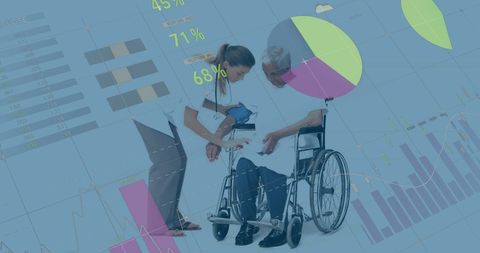 Healthcare technology innovation, doctor consulting wheelchair-bound patient