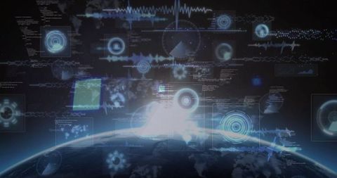 Futuristic Earth Orbit with Holographic Interface - Download Free Stock Images Pikwizard.com