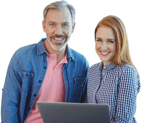 smiling business colleagues holding transparent laptop - Download Free Stock Videos Pikwizard.com