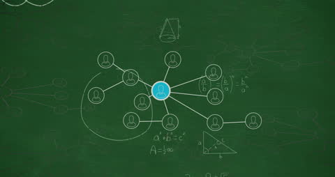Digital Network with Mathematical Equations on Green Board