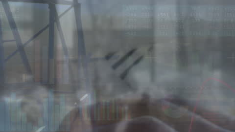 Business Metrics Integration: Graphs Overlaid on Typing Hands