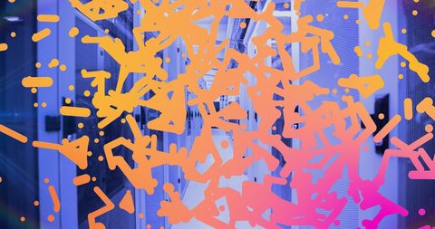 bright abstract shapes overlays on modern server room - Download Free Stock Images Pikwizard.com