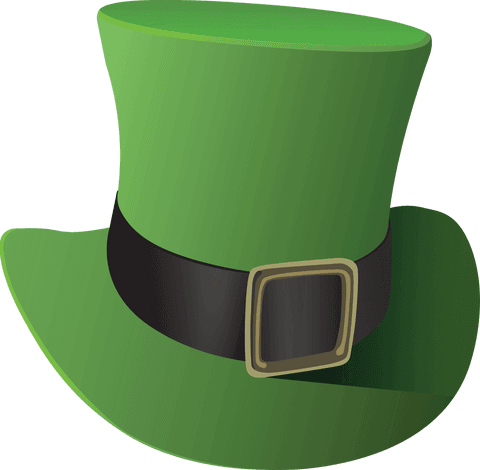 Green leprechaun hat illustration on transparent background