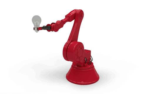 red robotic arm holding light bulb on transparent background - Download Free Stock Videos Pikwizard.com