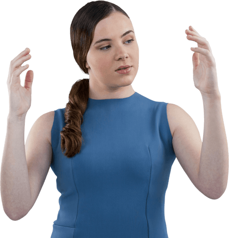 Focused Caucasian Businesswoman with Raised Hands on Transparent Background - Download Free Stock Videos Pikwizard.com
