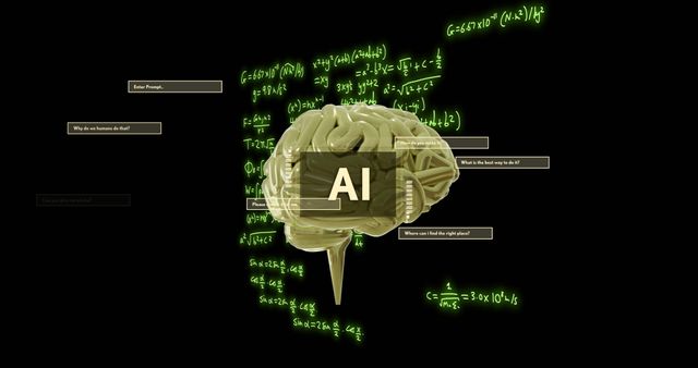 AI Brain with Data Processing Visual Green Highlights - Download Free Stock Images Pikwizard.com