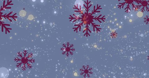 Elegant Snowflakes Falling Against Deep Purple
