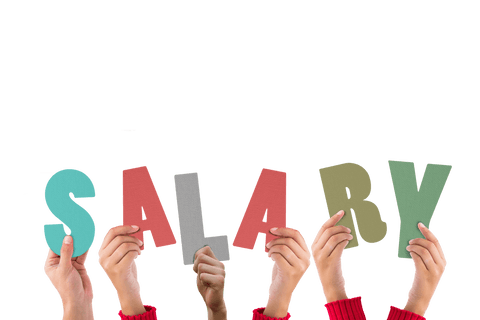 Hands Holding Salary Letters on Transparent Background