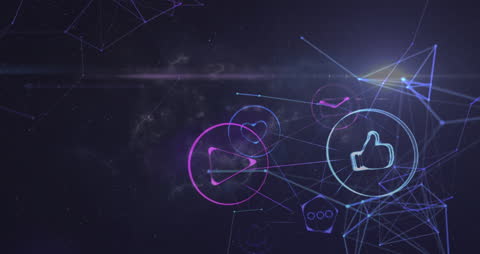Global Digital Network Connection and Social Media Icons Animation