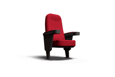Isolated red cinema seat on transparent background for entertainment designs