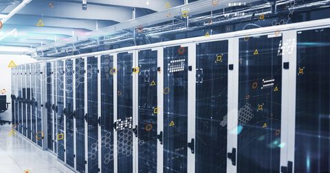 Modern Data Center with Futuristic Interface Overlay - Download Free Stock Images Pikwizard.com