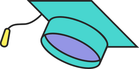 Transparent turquoise graduation cap icon for academic celebrations