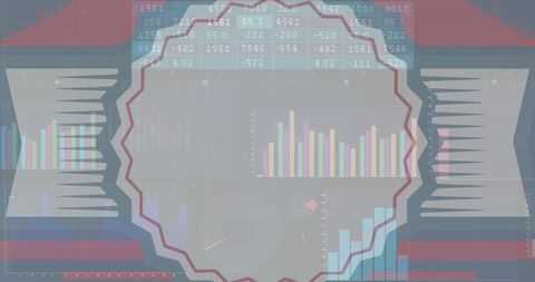 American flags with business statistics overlay