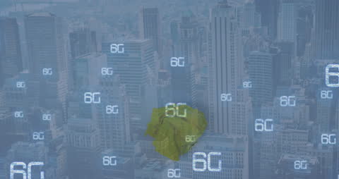 Futuristic City Skyline with Digital Connectivity Networking