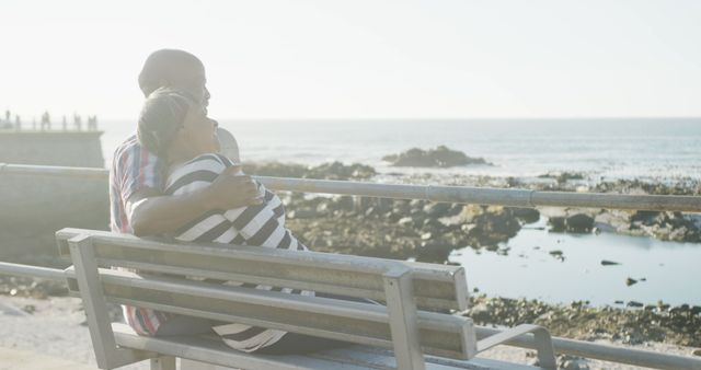 Happy Senior Couple Relaxing on Seaside Bench - Download Free Stock Images Pikwizard.com