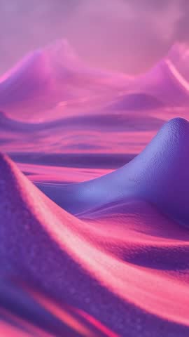 Vertical CGI Dunes Shifting in Pink Purple Surreal Landscape, Fluid Abstract Loop
