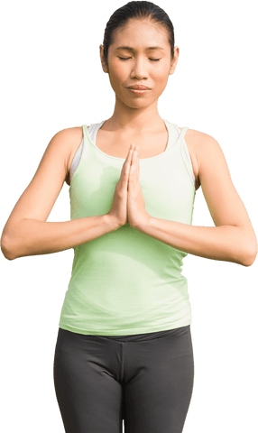 transparent asian woman meditating outdoors yoga pose - Download Free Stock Videos Pikwizard.com