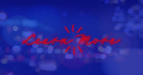 Neon Learn More Banner with Blurred Night City Lights