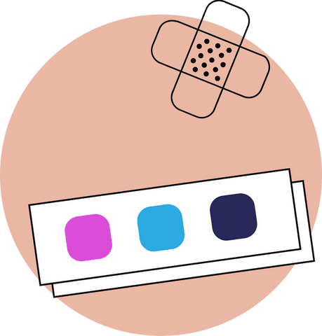 Flat-style bandage with healing color palette on transparent canvas