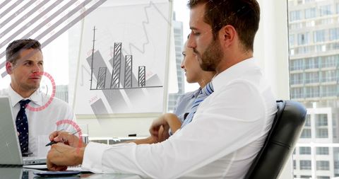 Business Meeting Data Analytics Overlaid with Graphs