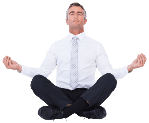 Transparent Businessman Meditating in Lotus Pose Relaxing - Download Free Stock Videos Pikwizard.com