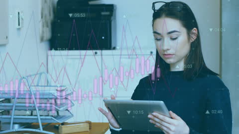 Businesswoman Analyzing Digital Data with Tablet