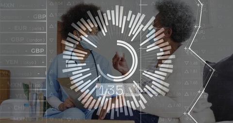 Nurse advising senior patient on medication dosage at home