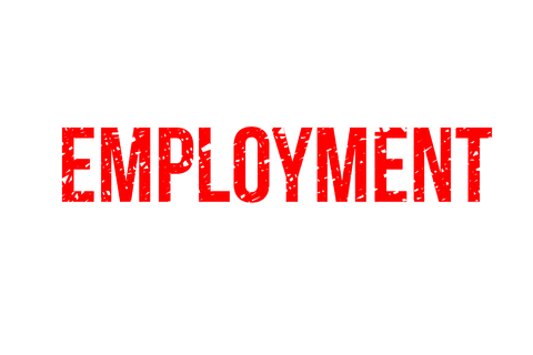 Bold red employment text on transparent background vector