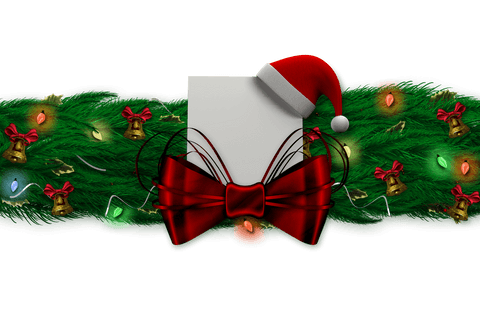 Festive Fir Branch Garland with Holiday Decor on Transparent Background