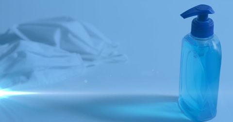 Sanitizer bottle and face mask light effects