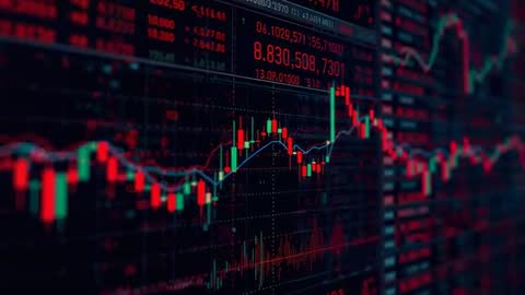 Live trading chart reacting to spike and correction with candlesticks, moving average, volume