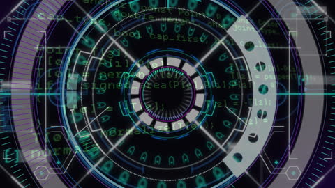 Futuristic Data Processing Interface in Digital Animation