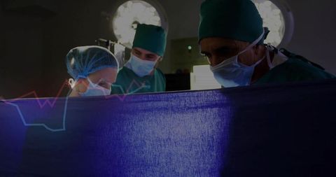 Focused Surgical Team Performing Procedure in Modern Operating Room