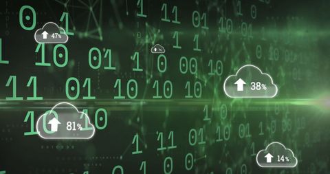 Cloud Computing with Upload Concepts over Binary Code on Green - Download Free Stock Images Pikwizard.com