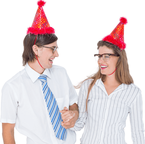 happy skeptical couple in transparent party hats characters with diverse glasses expression - Download Free Stock Videos Pikwizard.com