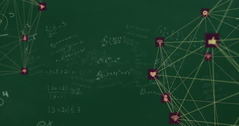 Digital Network Overlay on Mathematical Equations Concept