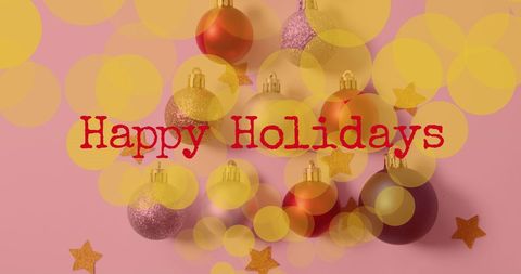 Festive Happy Holidays Greeting with Colorful Baubles