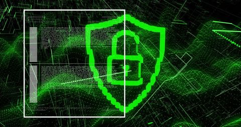 Digital Security Lock with Binary Code and Data Processing Background - Download Free Stock Images Pikwizard.com