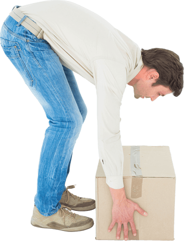 transparent view delivery man picking cardboard box lightweight - Download Free Stock Videos Pikwizard.com