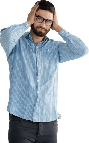 Transparent Portrait of Man Posing in Blue Striped Shirt with Glasses - Download Free Stock Videos Pikwizard.com