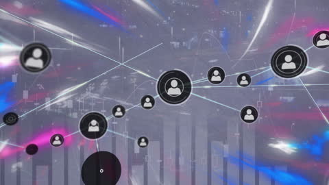 Digital Network Connection Icons with Abstract Tech Background