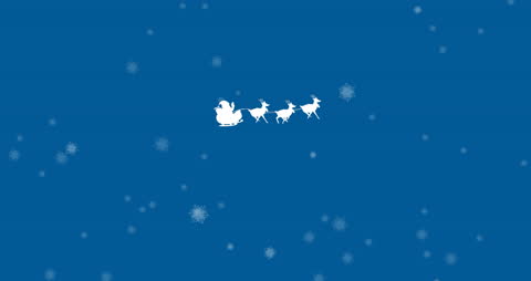 Santa Sleigh Animated with Reindeers in Winter Snowfall
